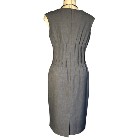 CALVIN KLEIN Luxury Grey Elegant Sheath Sleeveless Dress Size 10 - Picture 9 of 15